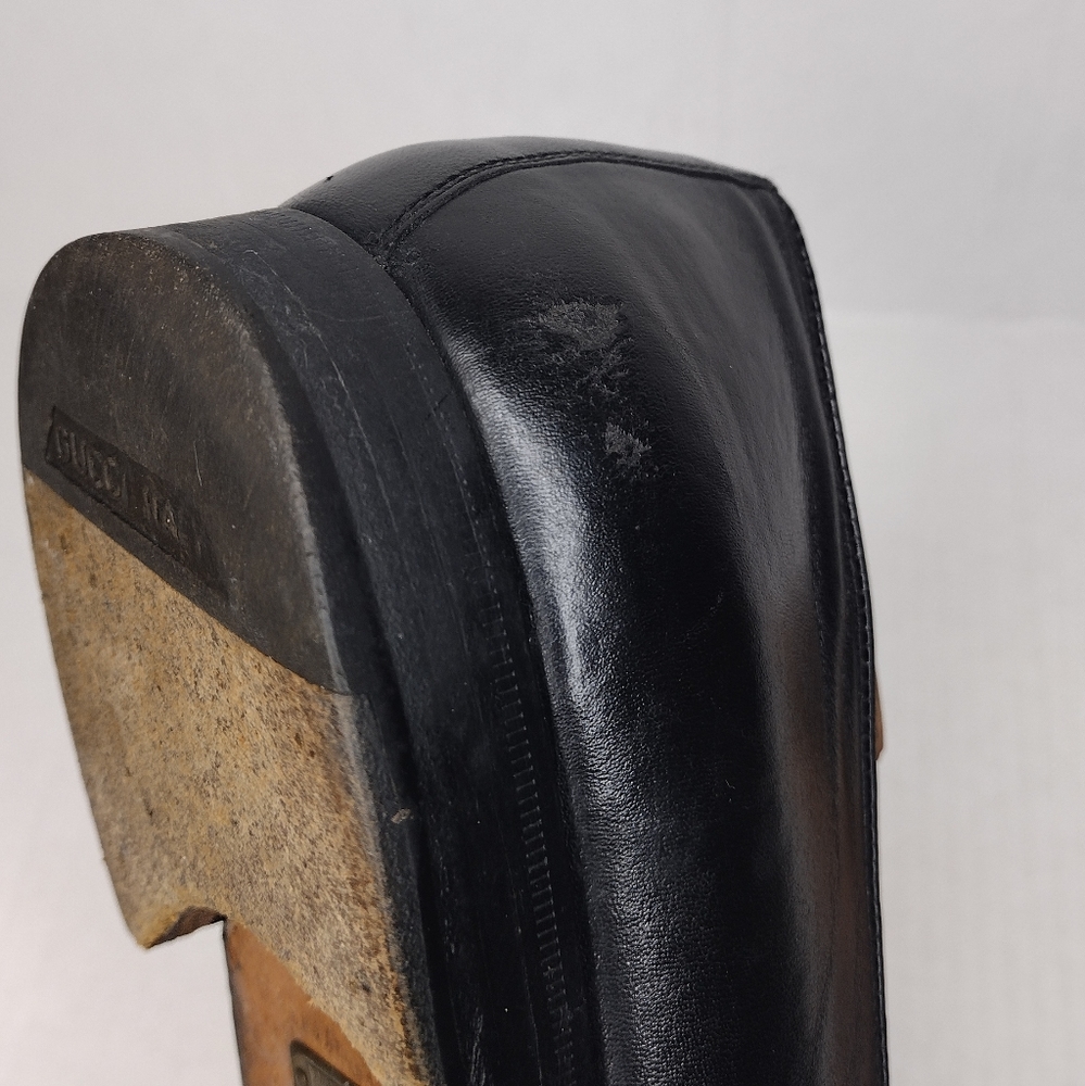 Gucci Men's Black Leather Tassel Slip On Dress Loafers Size 9.5 - Picture 14 of 15